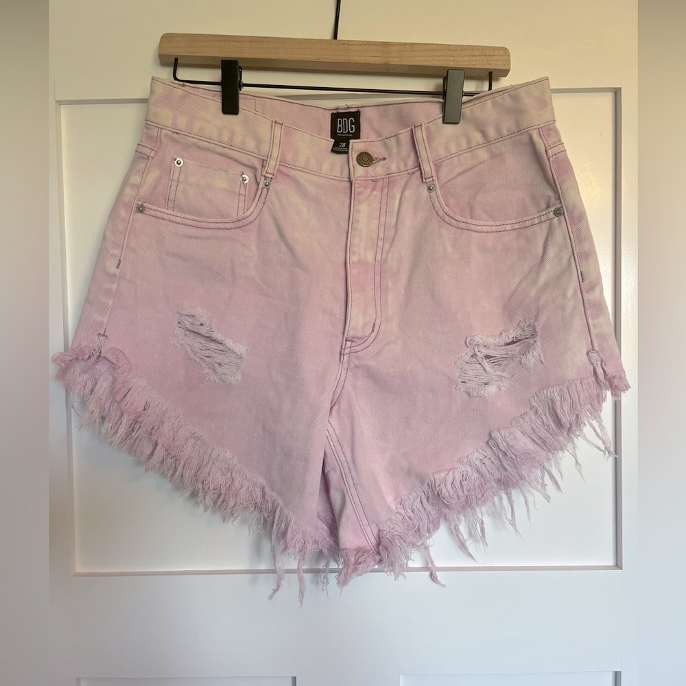 BDG Pink Frayed Jean Shorts